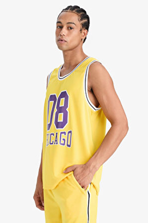 DeFactoFit Hızlı Kuruyan Standart Fit Bisiklet Yaka Baskılı Sporcu Atlet E4396AX25HSYL93