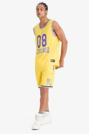 DeFactoFit Hızlı Kuruyan Standart Fit Bisiklet Yaka Baskılı Sporcu Atlet E4396AX25HSYL93