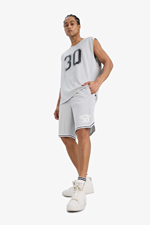 Defacto C2419 Gri DeFactoFit Hızlı Kuruyan Standart Fit Sporcu Kısa Paça Şort