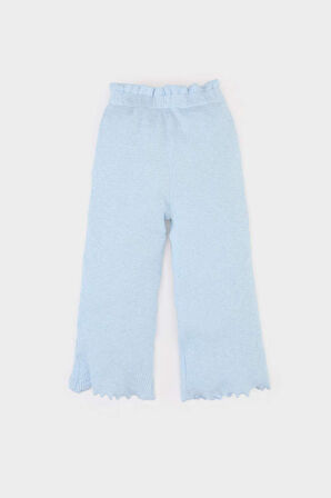 Kız Bebek 2'li Takım Çiçekli Müslin Uzun Kollu Bluz Beli Lastikli Geniş Bol Paça Pantolon