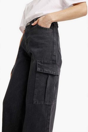 DeFacto Wide Leg Kargo Geniş Paça Jean Pantolon Kız Çocuk E7323A825AUNM36