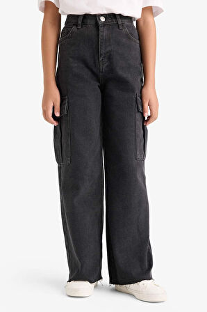 Kız Çocuk Wide Leg Kargo Geniş Paça Jean Pantolon