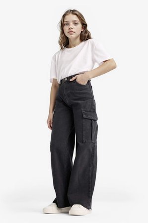 Kız Çocuk Wide Leg Kargo Geniş Paça Jean Pantolon
