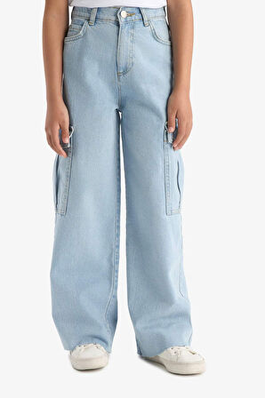 Kız Çocuk Wide Leg Kargo Geniş Paça Jean Pantolon