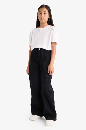 DeFacto Wide Leg Kargo Geniş Paça Jean Pantolon Kız Çocuk E5880A825AUNM36