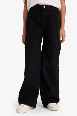 Wide Leg Kargo Geniş Paça Jean Pantolon Kız Çocuk E5880A825AUNM36