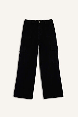 Kız Çocuk Wide Leg Kargo Geniş Paça Jean Pantolon