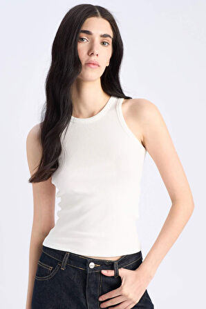 Slim Fit Dar Kesim Halter Yaka Fitilli Kaşkorse Atlet