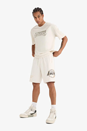 DeFactoFit NBA Los Angeles Lakers Standart Fit Kısa Paça Şort E0368AX25SPBG662