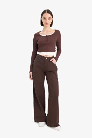 DeFacto Wide Leg Gabardin Pantolon Normal Bel Standart Boy E4381AX25SPBN473