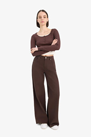 DeFacto Wide Leg Gabardin Pantolon Normal Bel Standart Boy E4381AX25SPBN473