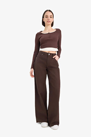 DeFacto Wide Leg Gabardin Pantolon Normal Bel Standart Boy E4381AX25SPBN473
