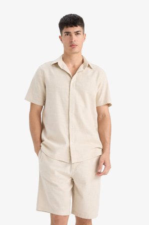 DeFacto %100 Pamuk Relax Fit Cepli Keten Görünümlü Bermuda Şort C7381AX25SMBG655
