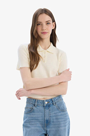 Slim Fit Dar Kesim Polo Yaka Triko Kazak