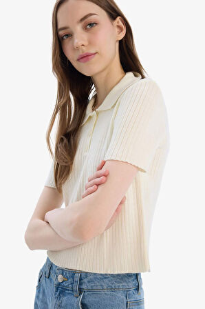 Slim Fit Dar Kesim Polo Yaka Triko Kazak