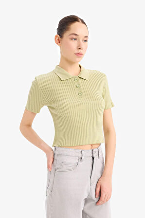 Slim Fit Dar Kesim Polo Yaka Triko Kazak