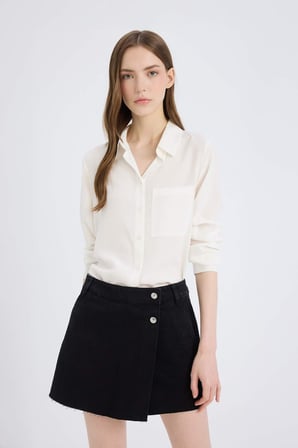 DeFacto 	Regular Fit Basic Düz Düğmeli Uzun Kollu Gömlek N2518AZ25SPWT32