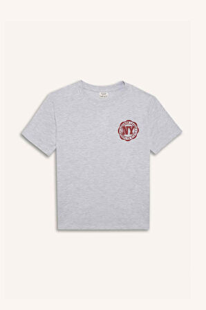 DeFacto Erkek Çocuk Bisiklet Yaka Baskılı Kısa Kollu Tişört D9275A825SMGR400