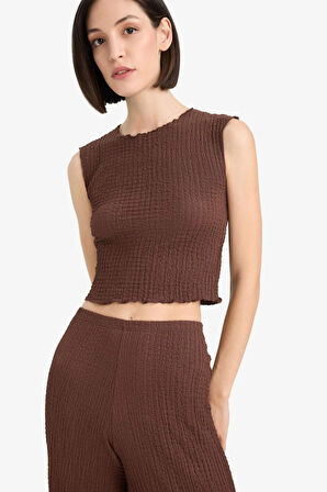 Slim Fit Dar Kesim Bisiklet Yaka Bürümcük Atlet