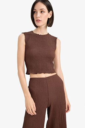 Slim Fit Dar Kesim Bisiklet Yaka Bürümcük Atlet