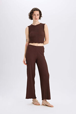 DeFacto 	Regular Fit Beli Lastikli Basic Düz Bürümcük Pantolon D4415AX25SPBN341