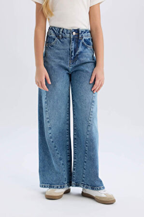 DeFacto Kız Çocuk Wide Leg Geniş Bol Paça Jean Pantolon D9697A825SMNM28