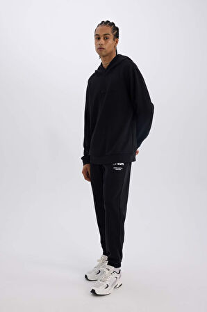 DeFactoFit NBA Wordmark Kalın Jogger Eşofman Altı Standart Fit Cepli Lastikli Paça D6576AX25SPBK81