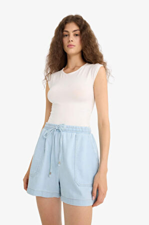 DeFacto Yüksek Bel Yumuşak Jean Şort E0957AX25SMNM85