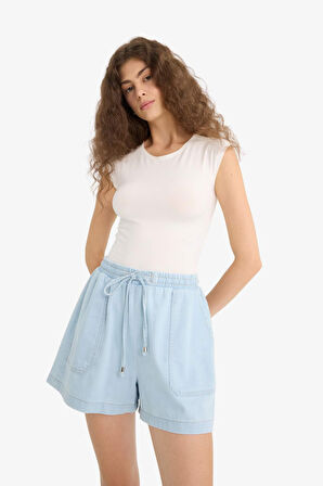DeFacto Yüksek Bel Yumuşak Jean Şort E0957AX25SMNM85