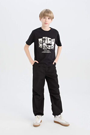 DeFacto Erkek Çocuk Bisiklet Yaka Baskılı Kısa Kollu Tişört D9278A825SMBK81