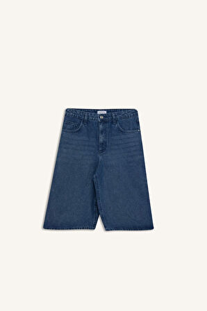 Yüksek Bel Jean Bermuda