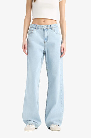 Straight Wide Yüksek Bel Düz Paça Uzun Jean Pantolon