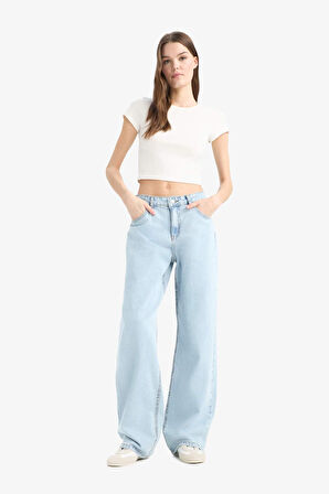 Straight Wide Yüksek Bel Düz Paça Uzun Jean Pantolon