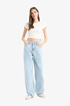 Straight Wide Yüksek Bel Düz Paça Uzun Jean Pantolon