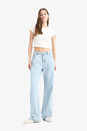 Straight Wide Yüksek Bel Düz Paça Uzun Jean Pantolon