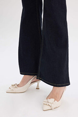 Kadın Yüksek Taban Suni Deri Topuklu Sandalet