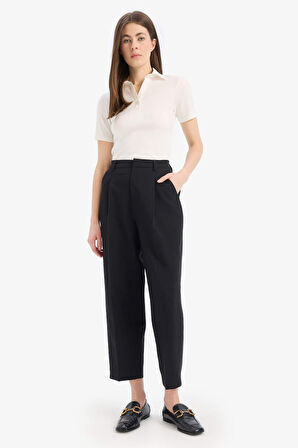 DeFacto Slim Fit Dar Kesim Fitilli Kaşkorse Kısa Kollu Polo Beyaz Tişört C6249AX25SPWT32