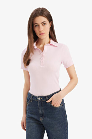 DeFacto Slim Fit Dar Kesim Polo Yaka Fitilli Kaşkorse Kısa Kollu Tişört C6249AX25SPPN633