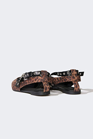 DeFacto Kadın Leopar Desenli Düz Taban Suni Deri Babet E2416AX25SMBN450