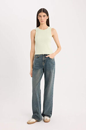 DeFacto Slim Fit Dar Kesim Halter Yaka Basic Düz Fitilli Kaşkorsel Atlet A8859AX25SPGN764