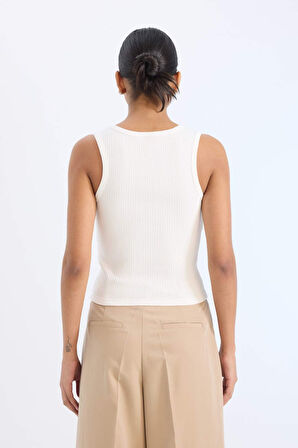 Slim Fit Dar Kesim Halter Yaka Fitilli Kaşkorse Atlet
