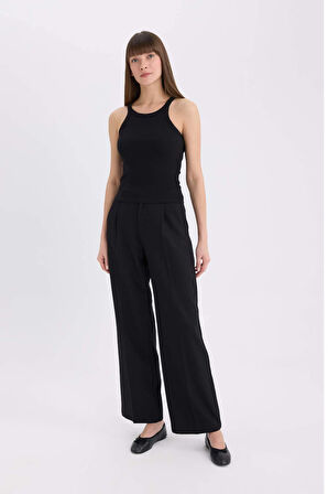 Slim Fit Dar Kesim Halter Yaka Basic Düz  Fitilli Kaşkorse Atlet