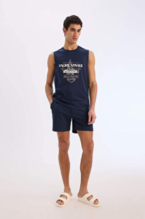 DeFacto File Astarlı Önü Düğmeli Kısa Boy Deniz Şortu E0904AX25HSNV256