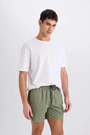 Defacto X2955 Haki File Astarlı Hızlı Kuruyan Kısa Boy Deniz Şortu