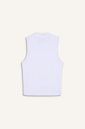 DeFacto Slim Fit Dar Kesim Yarım Balıkçı Yaka Fitilli Kaşkorse Beyaz Atlet C7703AX25SPWT34