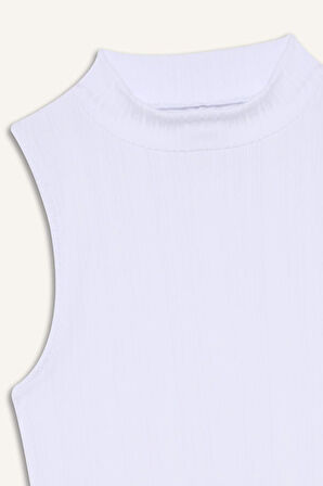 DeFacto Slim Fit Dar Kesim Yarım Balıkçı Yaka Fitilli Kaşkorse Beyaz Atlet C7703AX25SPWT34