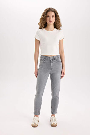 DeFacto Lina Comfort Mom Yüksek Bel Bilek Boy Jean Yıkamalı Pantolon E3438AXNSNM36