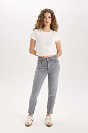 DeFacto Lina Comfort Mom Yüksek Bel Bilek Boy Jean Yıkamalı Pantolon E3438AXNSNM36