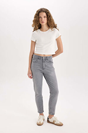DeFacto Lina Comfort Mom Yüksek Bel Bilek Boy Jean Yıkamalı Pantolon E3438AXNSNM36
