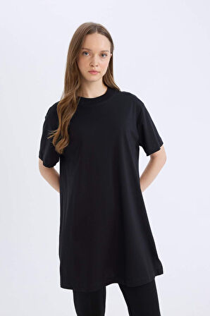 DeFacto Regular Fit Bisiklet Yaka Basic Düz Kısa Kollu Tişört Tunik A8351AX25SPBK27
